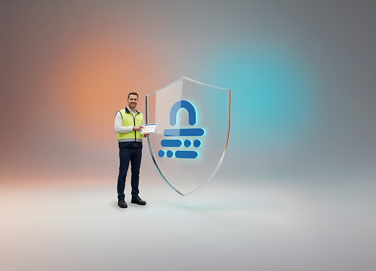 Digital illustration av en fraktbörs med fokus på datasäkerhet